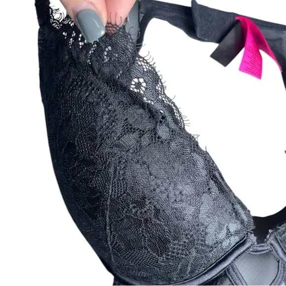 LaSenza Large Babydoll Lingerie Outfit Black Push Up Sexy Sheer Lace Chemise Bra - Picture 8 of 13